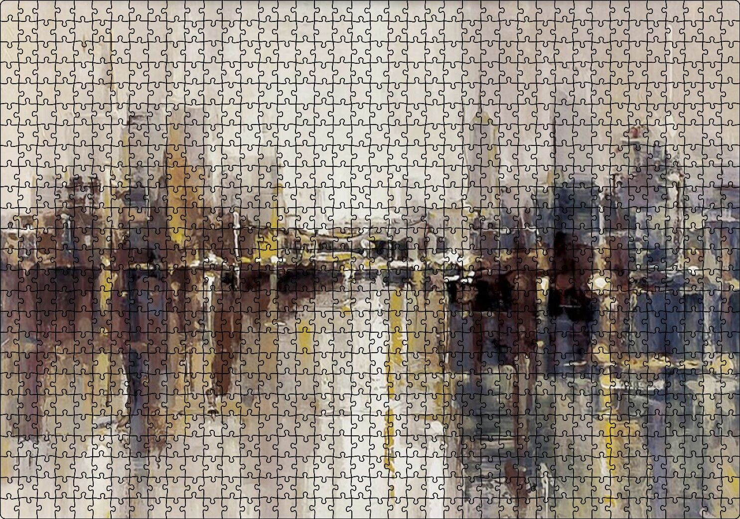Gökdelenler ve Denizdeki Yansımaları Yağlı Boya Puzzle Yapboz MDF Ahşap 1000 Parça 49 cm X 68 cm