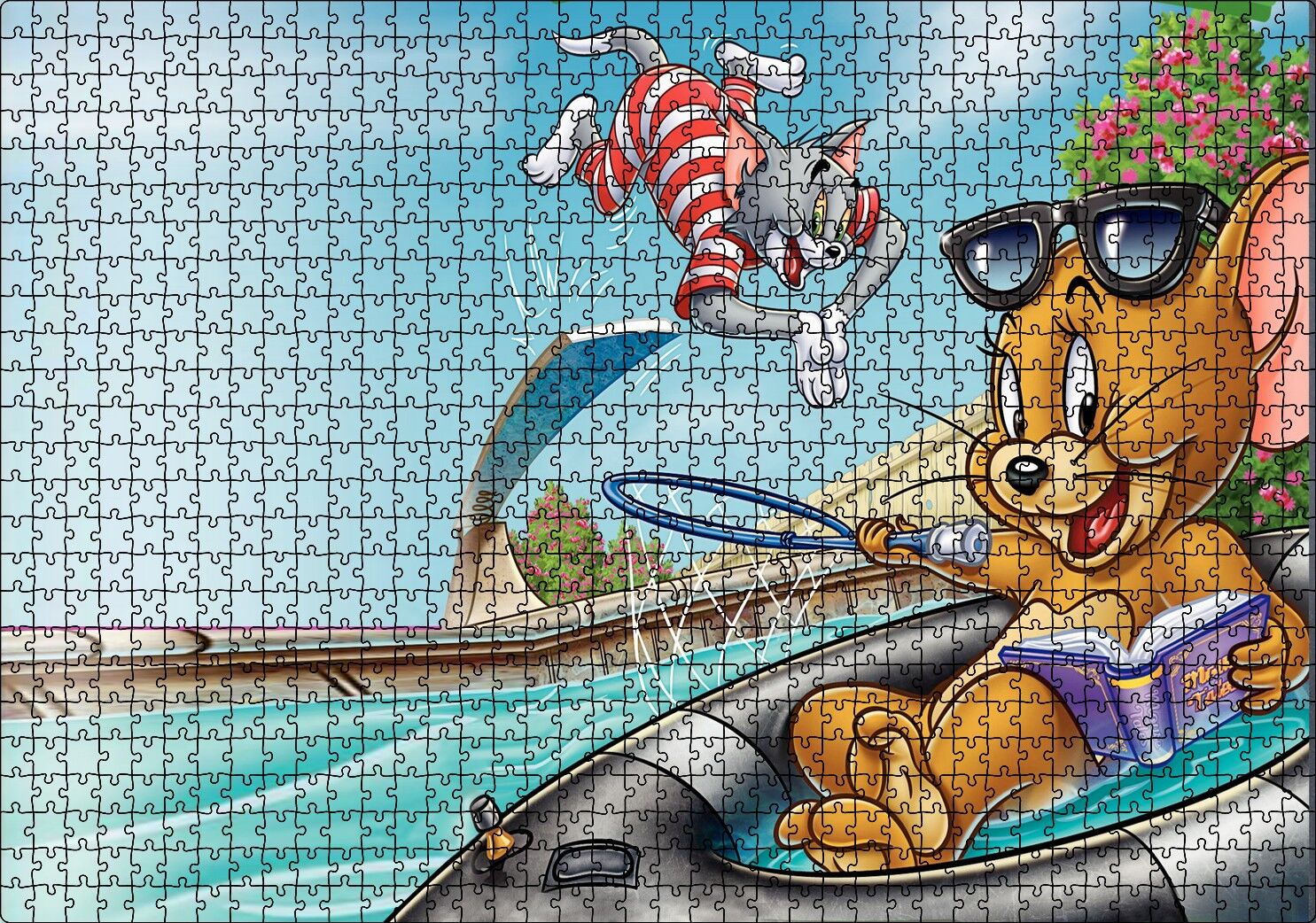 Tom ve Jerry Fur Flying Puzzle Yapboz MDF Ahşap 1000 Parça 49 cm X 68 cm