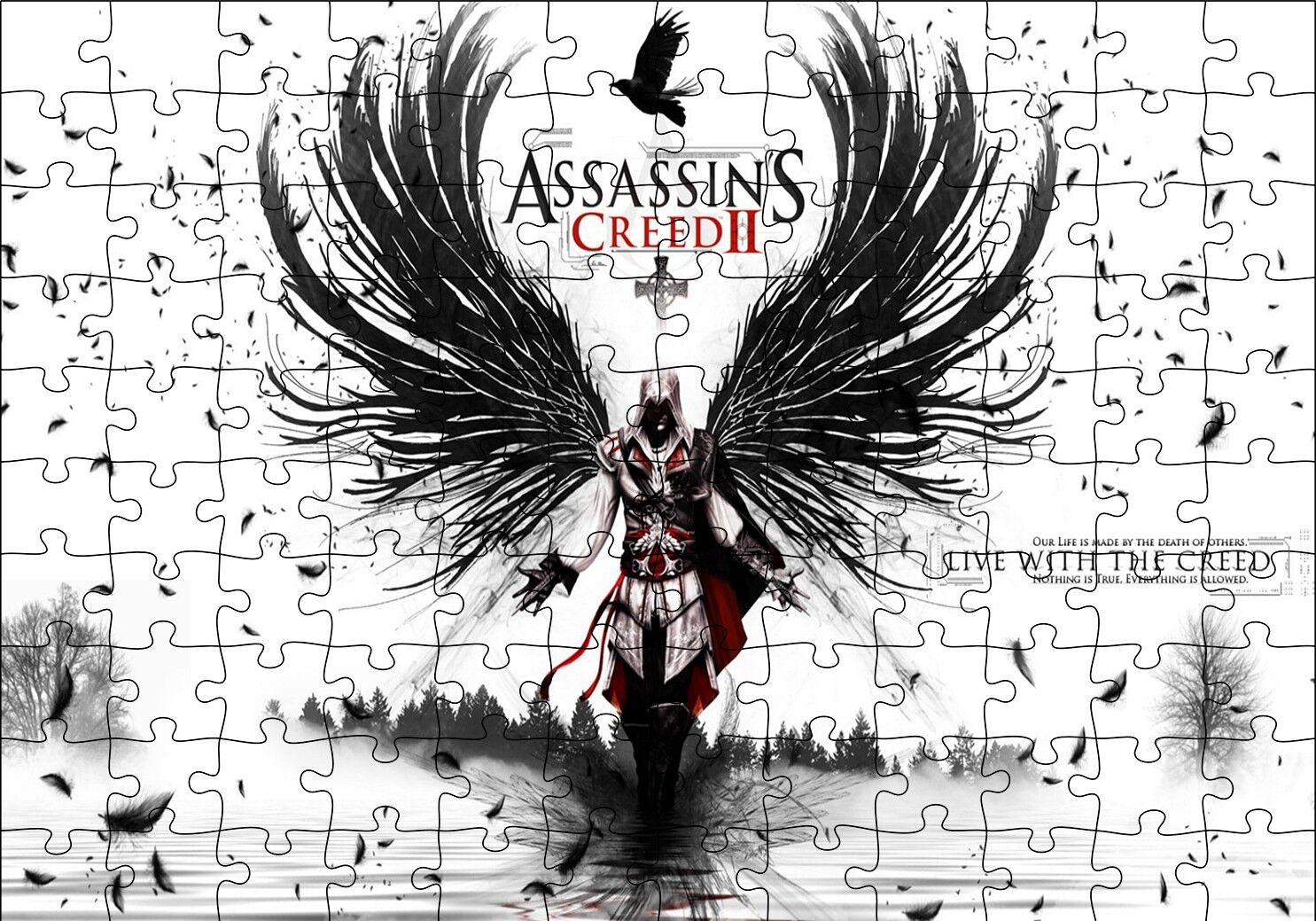 Assassins Creed 2 Oyun Posteri Puzzle Yapboz MDF Ahşap 120 Parça 24 cm X 34 cm