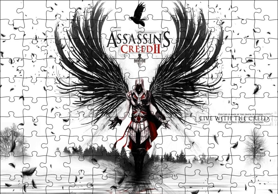Assassins Creed 2 Oyun Posteri Puzzle Yapboz MDF Ahşap 120 Parça 24 cm X 34 cm