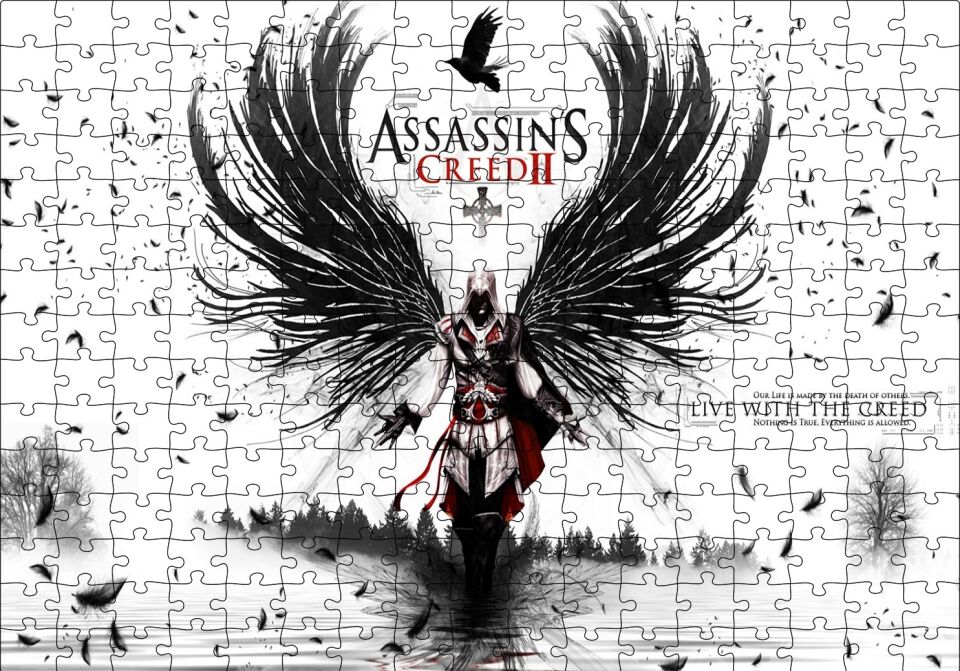 Assassins Creed 2 Oyun Posteri Puzzle Yapboz MDF Ahşap 255 Parça 34 cm X 49 cm