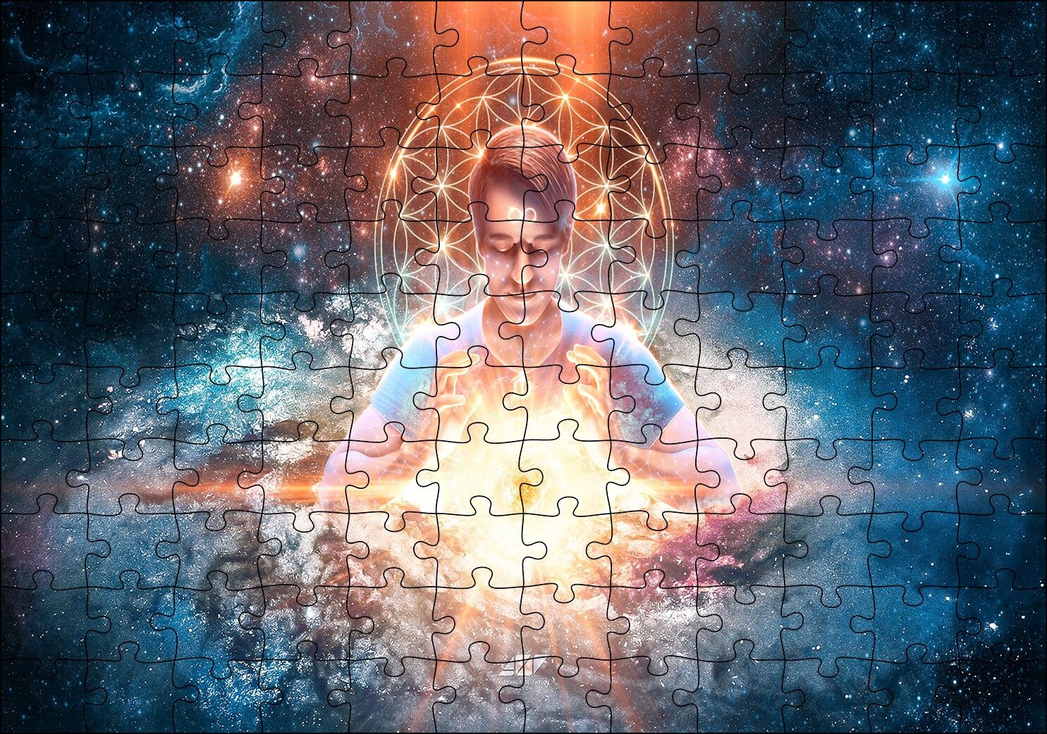 Evren Enerjisi Meditasyon Uzay Yıldızlar Görseli Puzzle Yapboz MDF Ahşap