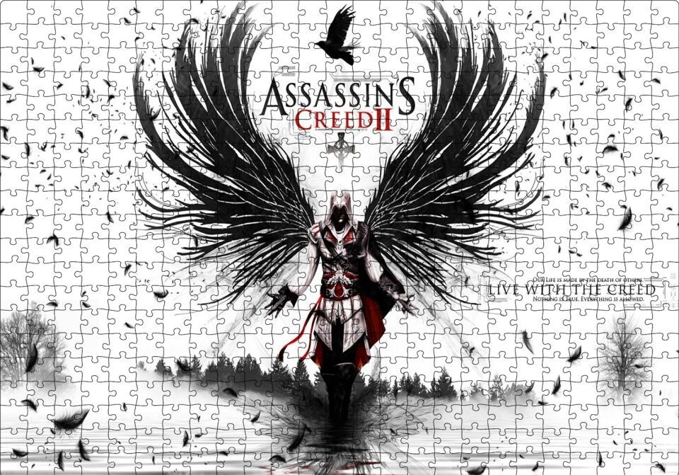 Assassins Creed 2 Oyun Posteri Puzzle Yapboz MDF Ahşap 500 Parça 49 cm X 68 cm