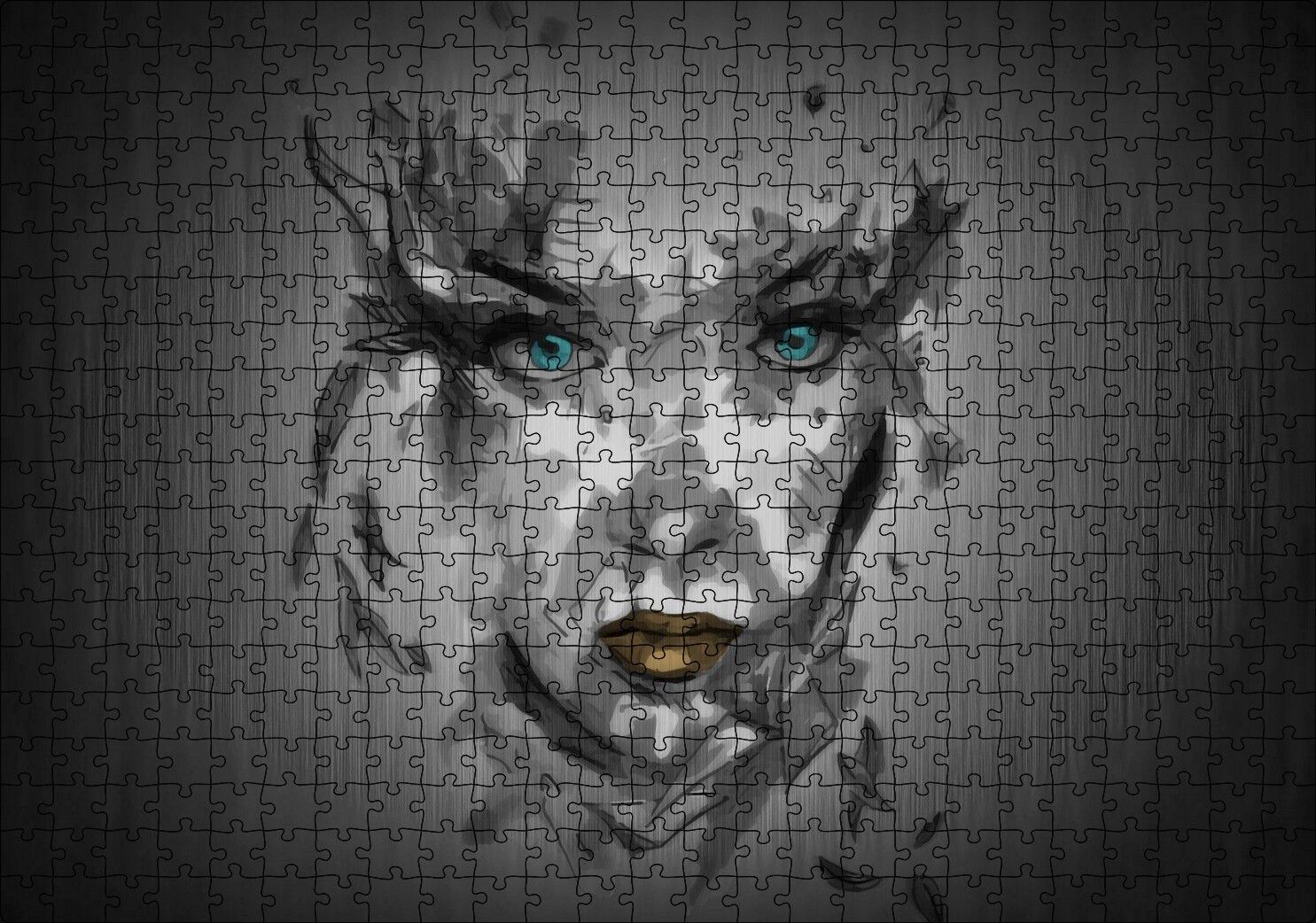 Belirsiz Boyama Tekniğiyle Kadın Yüzü Puzzle Yapboz MDF Ahşap 500 Parça 49 cm X 68 cm