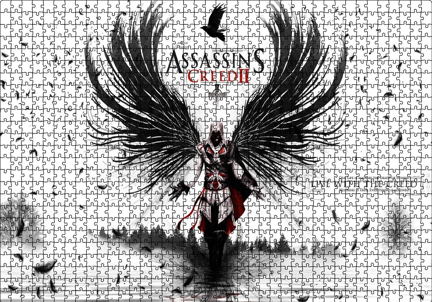 Assassins Creed 2 Oyun Posteri Puzzle Yapboz MDF Ahşap 1000 Parça 49 cm X 68 cm