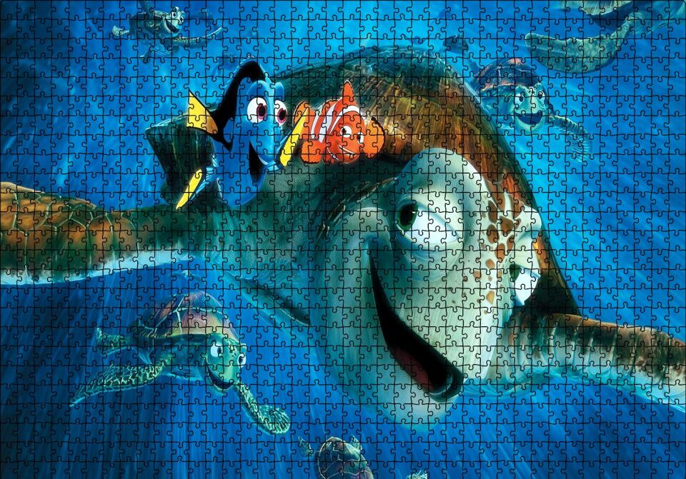 Finding Dory Kaplumbağalar Puzzle Yapboz MDF Ahşap 1000 Parça 49 cm X 68 cm