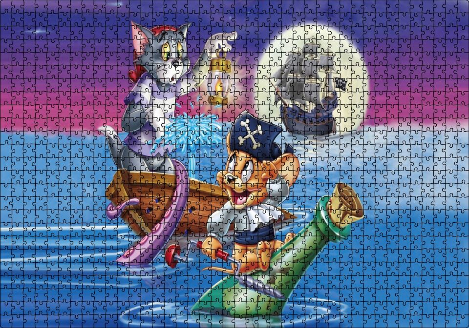 Tom ve Jerry Shiver Me Bıyık Puzzle Yapboz MDF Ahşap 1000 Parça 49 cm X 68 cm