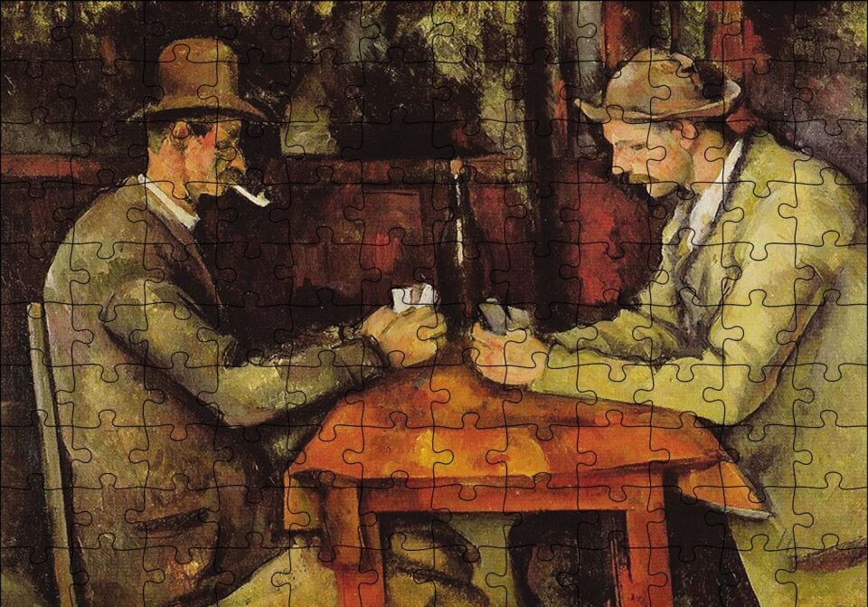 Kagit Oynayanlar Paul Cezanne Puzzle Yapboz MDF Ahşap