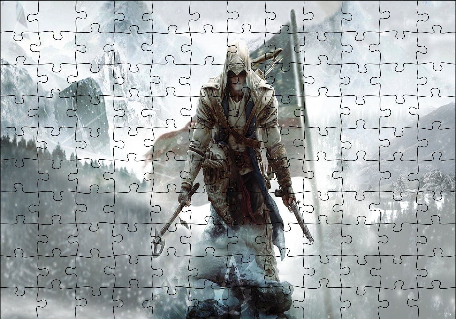 Assassins Creed 3 Karlı Tepeler Puzzle Yapboz MDF Ahşap 120 Parça 24 cm X 34 cm