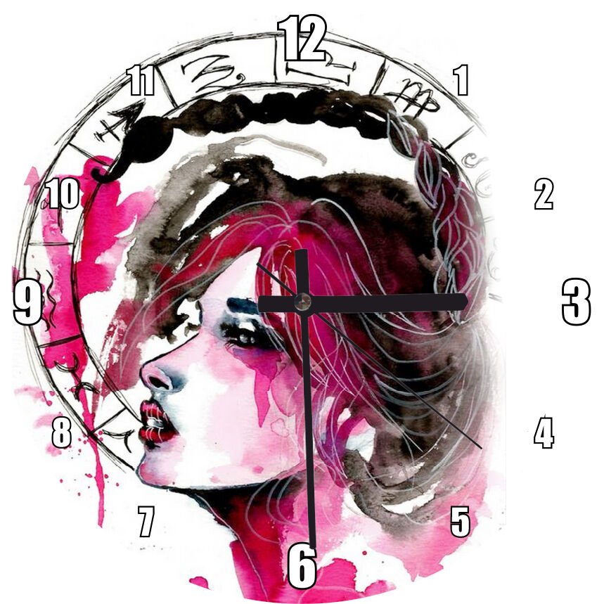 Kadın Figüründe Akrep Burcu  Mdf Ahşap Duvar Saati