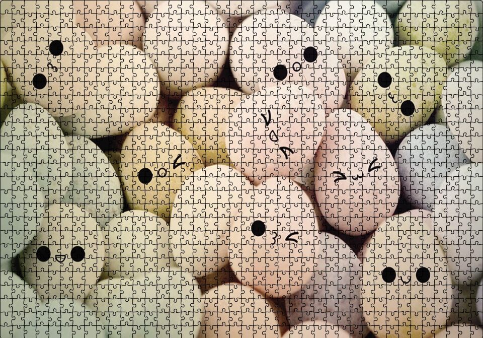 Yüz İfadeli Yumurtalar Puzzle Yapboz MDF Ahşap 1000 Parça 49 cm X 68 cm