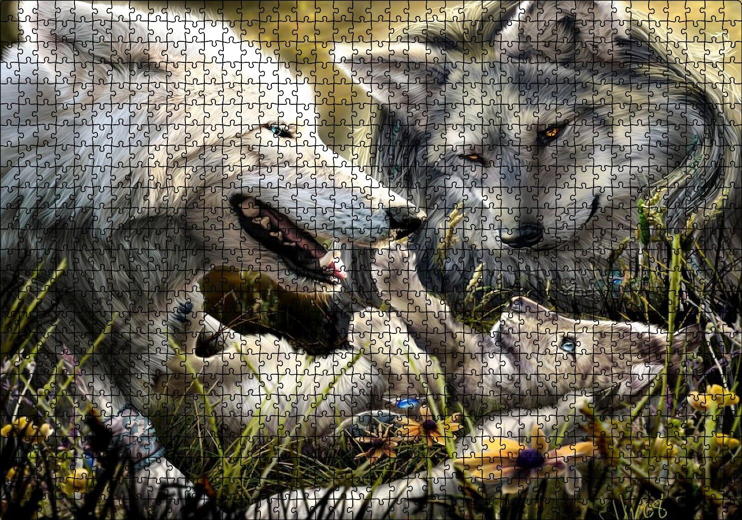 Kurt Ailesi Görseli Puzzle Yapboz MDF Ahşap 1000 Parça 49 cm X 68 cm