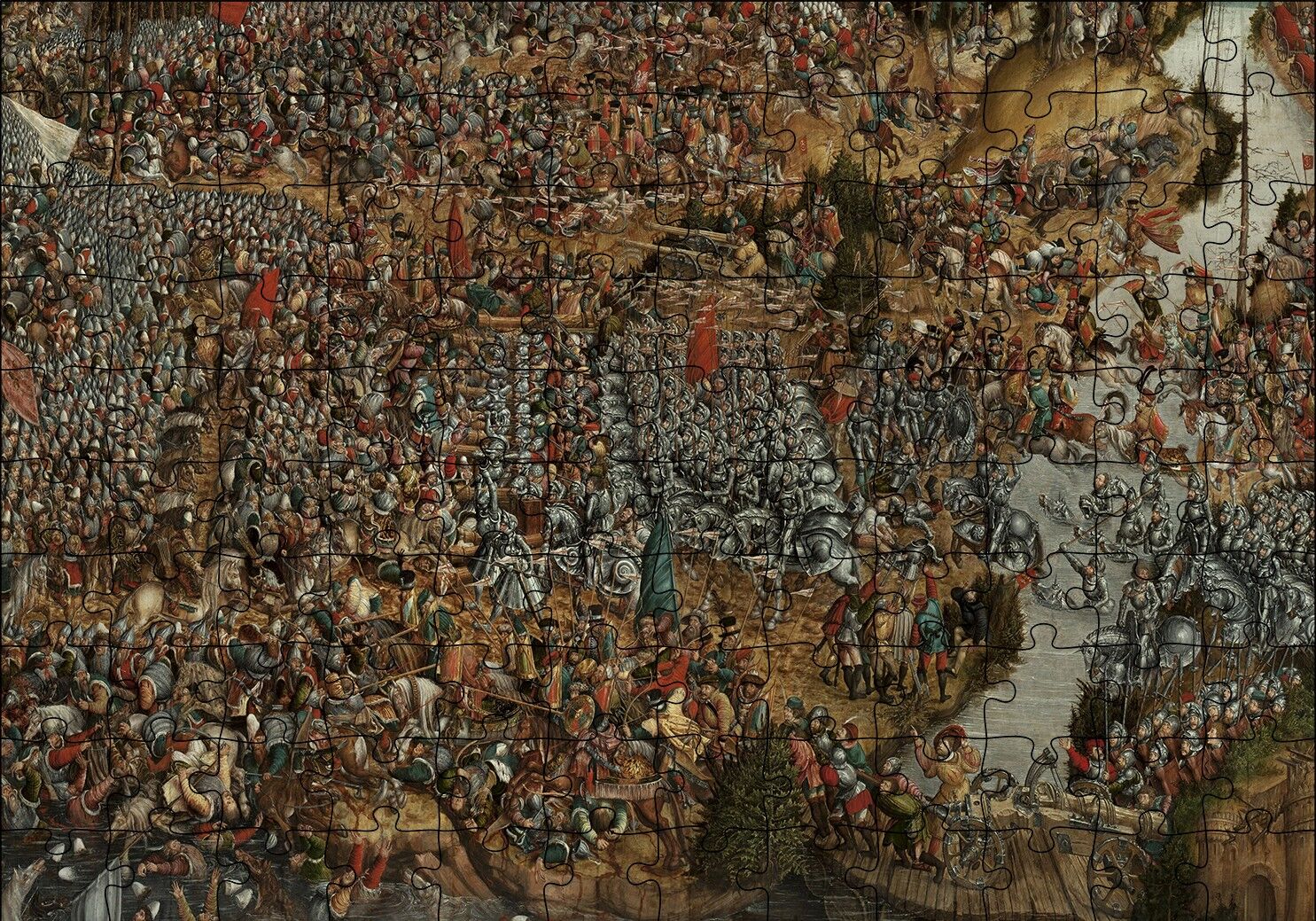Avrupada Savaş Meydanı Sahnesi Puzzle Yapboz MDF Ahşap 120 Parça 24 cm X 34 cm