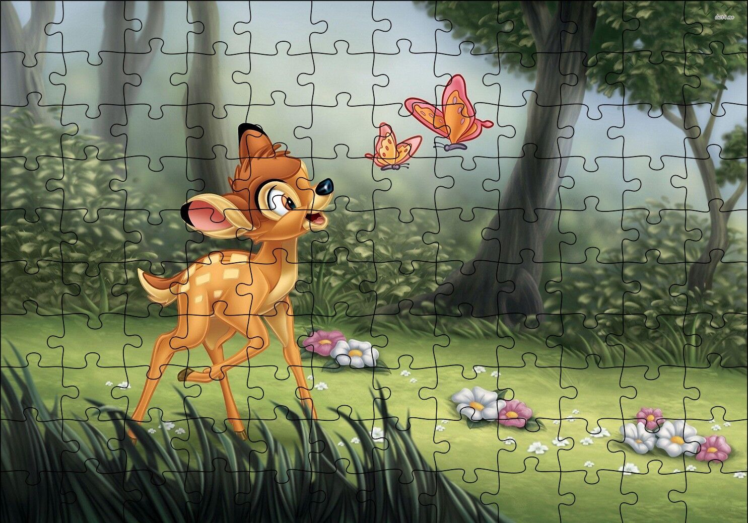 Bambi ve Kelebekler Puzzle Yapboz MDF Ahşap