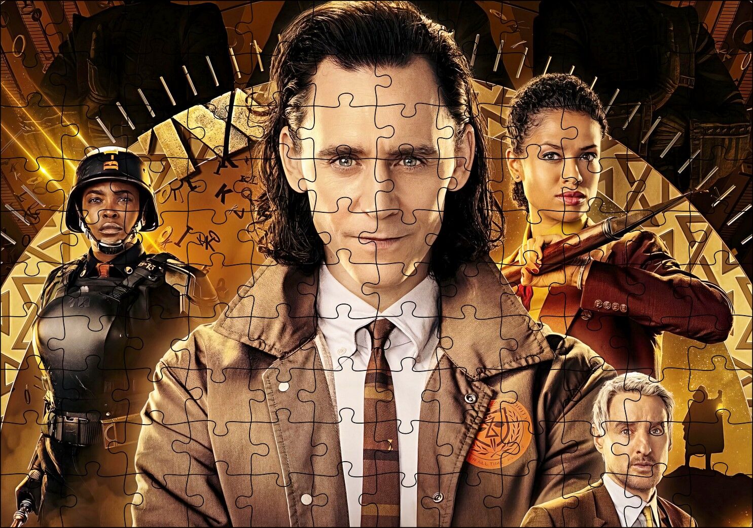 Beyaz Gömlek ve Kravatlı Loki ile Karakterler Puzzle Yapboz MDF Ahşap 120 Parça 24 cm X 34 cm