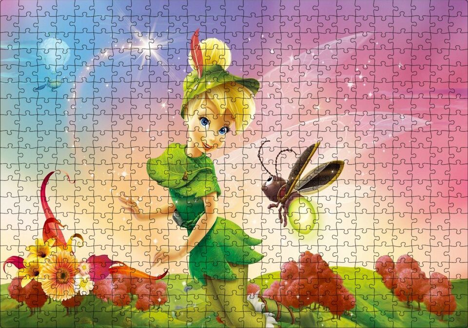 Tinkerbell Ve Arı Disney Prenses Puzzle Yapboz MDF Ahşap 500 Parça 49 cm X 68 cm