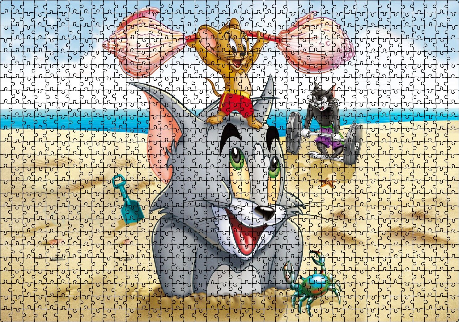 Tom ve Jerry Tough Tumble Puzzle Yapboz MDF Ahşap 1000 Parça 49 cm X 68 cm