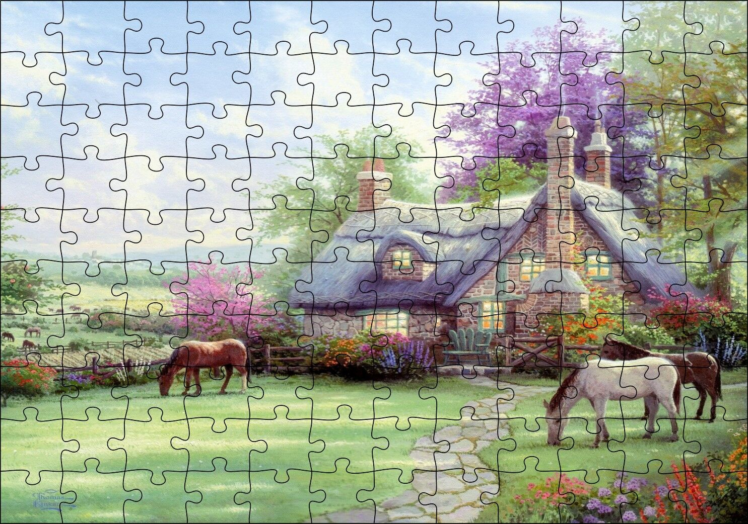 Evi ve Atlar Doğa Puzzle Yapboz MDF Ahşap 120 Parça 24 cm X 34 cm