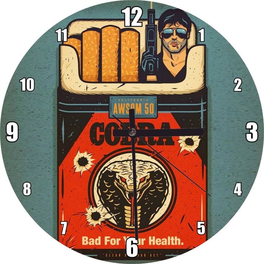 Kobra Film Afişi Sylvester Stallone  Mdf Ahşap Duvar Saati