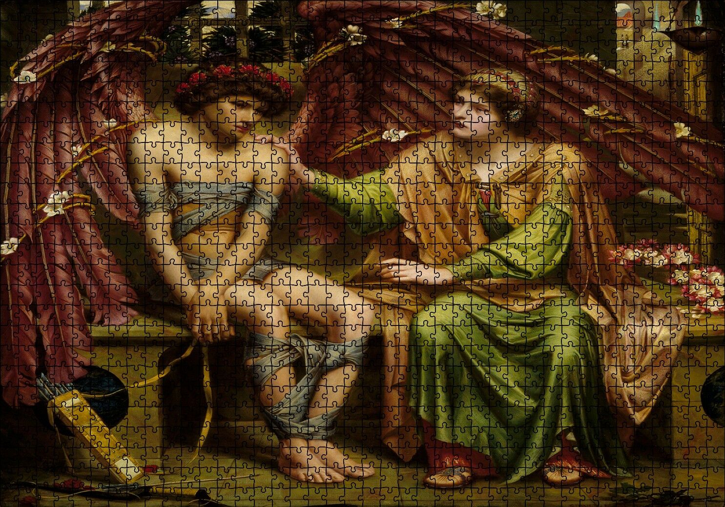Bandajlı Aşk ve Umut Yağlı Boya Puzzle Yapboz MDF Ahşap 1000 Parça 49 cm X 68 cm