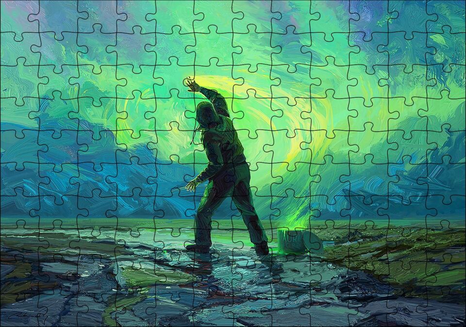 Gökyüzünü Boyayan Adam Puzzle Yapboz MDF Ahşap