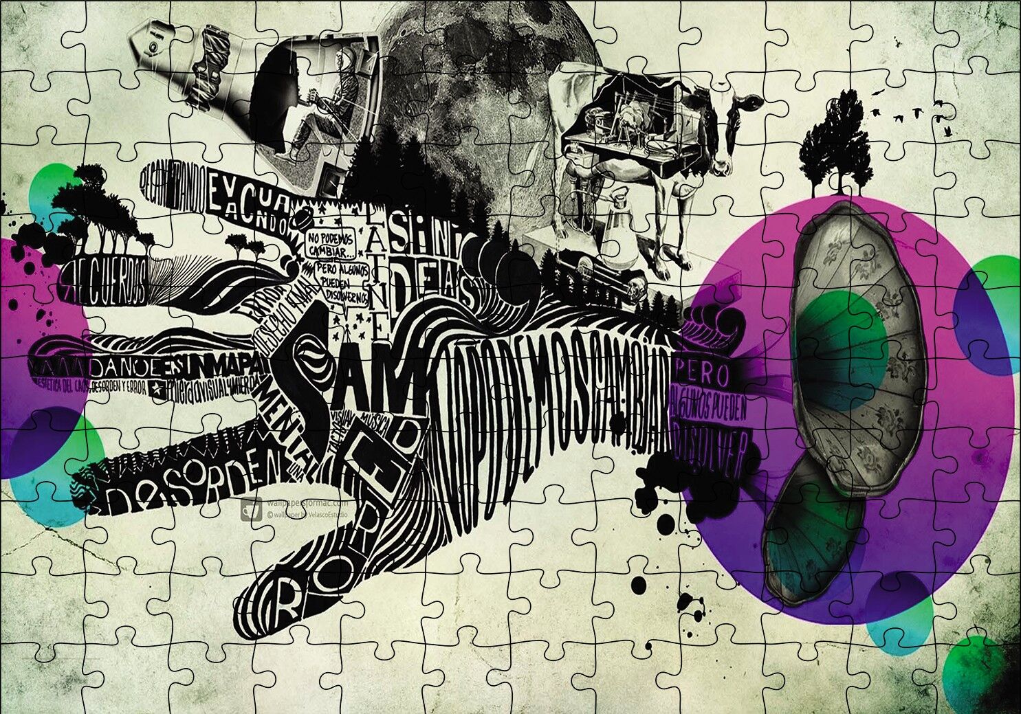 Hand Fingers Surrealism Puzzle Yapboz MDF Ahşap 120 Parça 24 cm X 34 cm