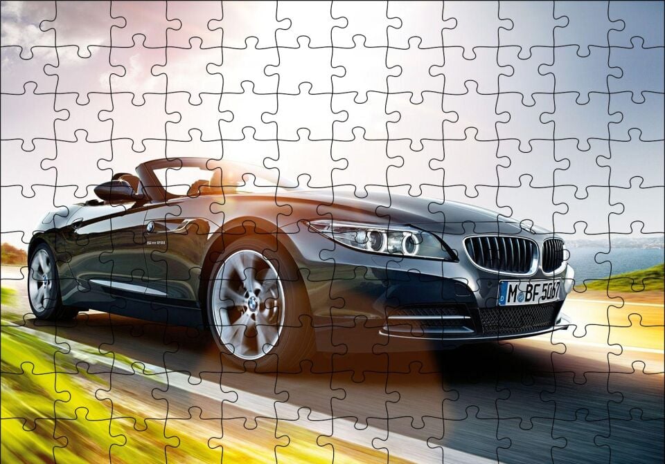 Füme BMW Z4 ve Deniz Puzzle Yapboz MDF Ahşap 120 Parça 24 cm X 34 cm