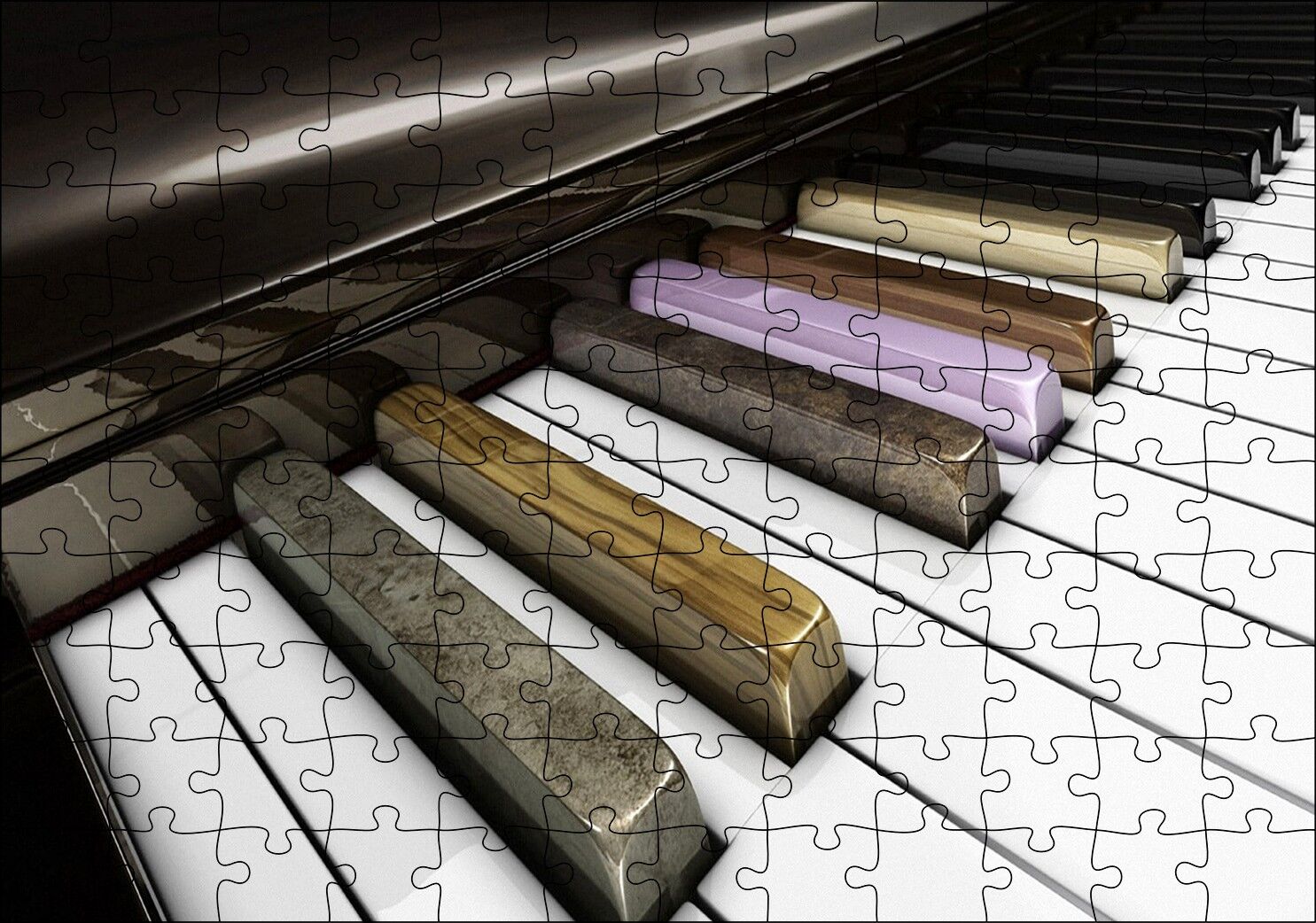 Piyano Tuşları Yakın Çekim Puzzle Yapboz MDF Ahşap 120 Parça 24 cm X 34 cm
