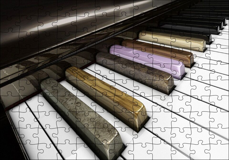Piyano Tuşları Yakın Çekim Puzzle Yapboz MDF Ahşap 120 Parça 24 cm X 34 cm