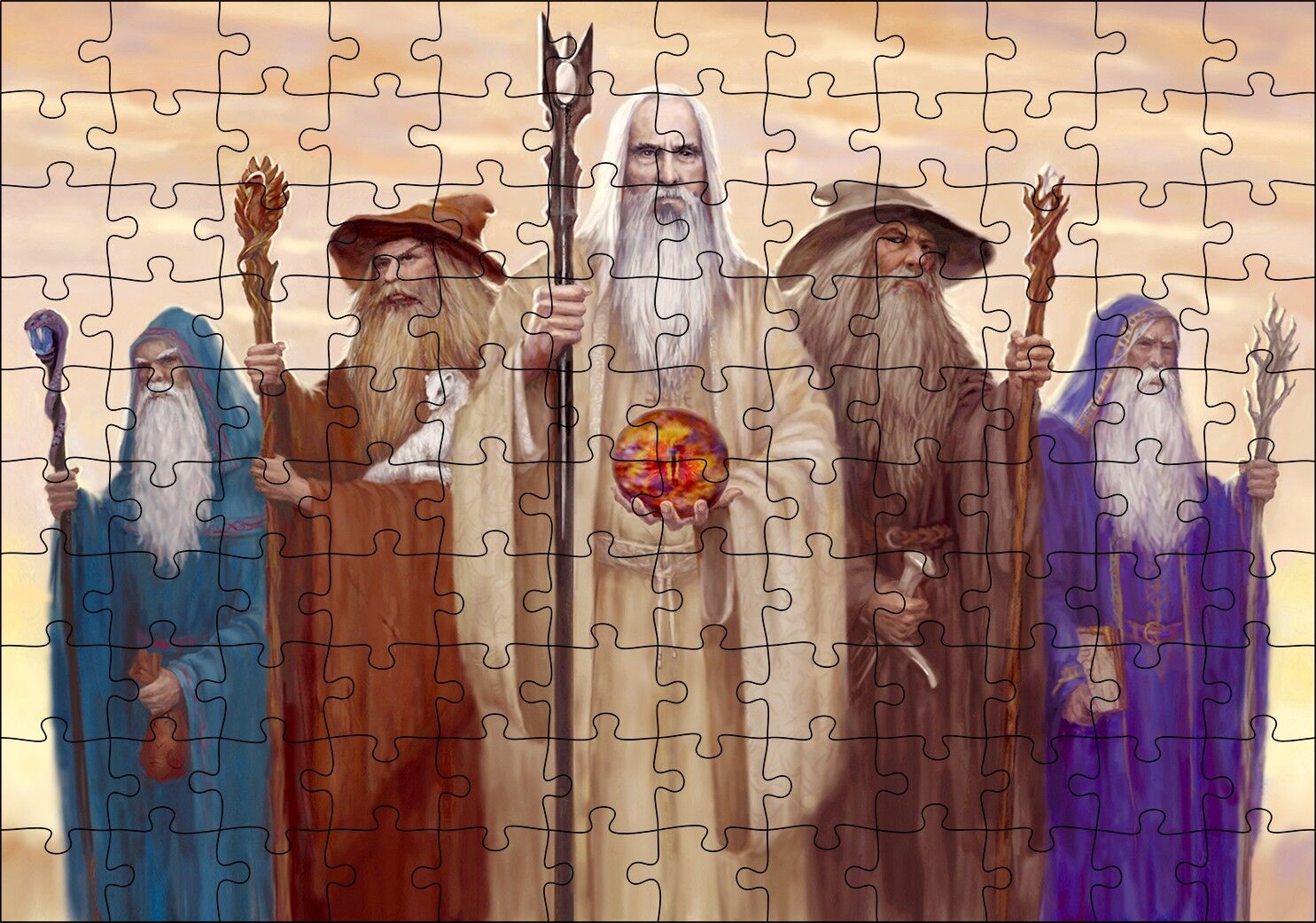 Saruman ve Kötü Büyücüler Puzzle Yapboz MDF Ahşap 120 Parça 24 cm X 34 cm