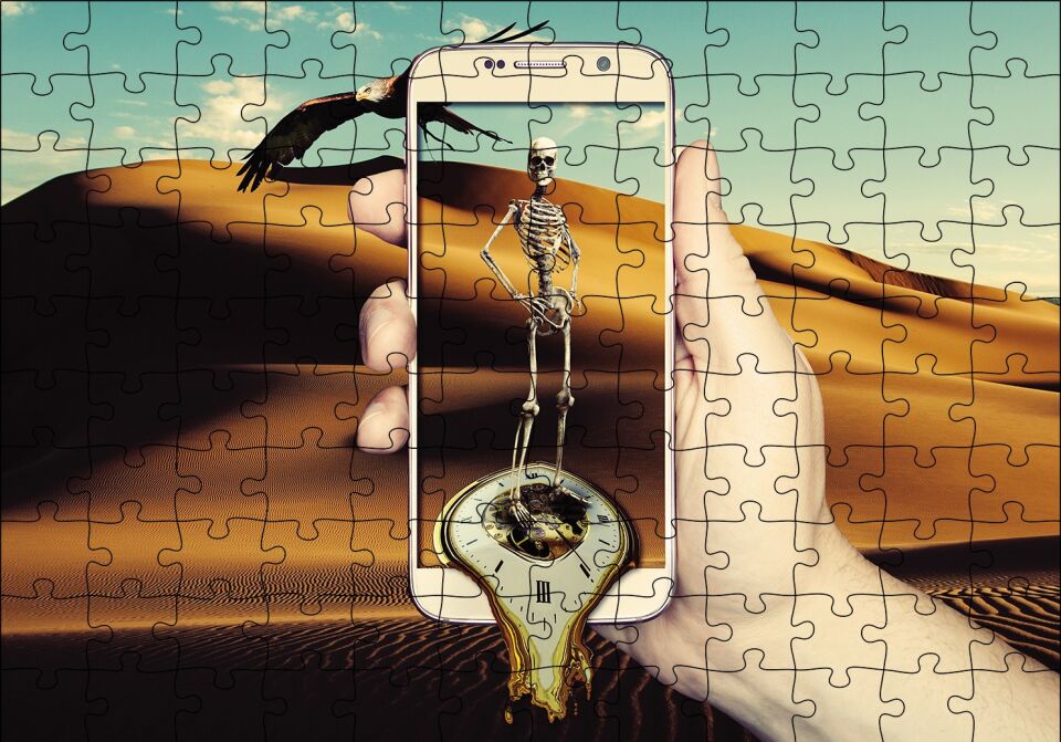 Telefon İskelet Kartal Puzzle Yapboz MDF Ahşap