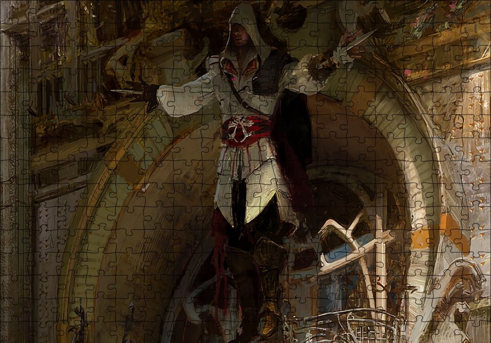 Assassins Creed Bıçaklı Suikastçi Yükseliyor Puzzle Yapboz MDF Ahşap 255 Parça 34 cm X 49 cm