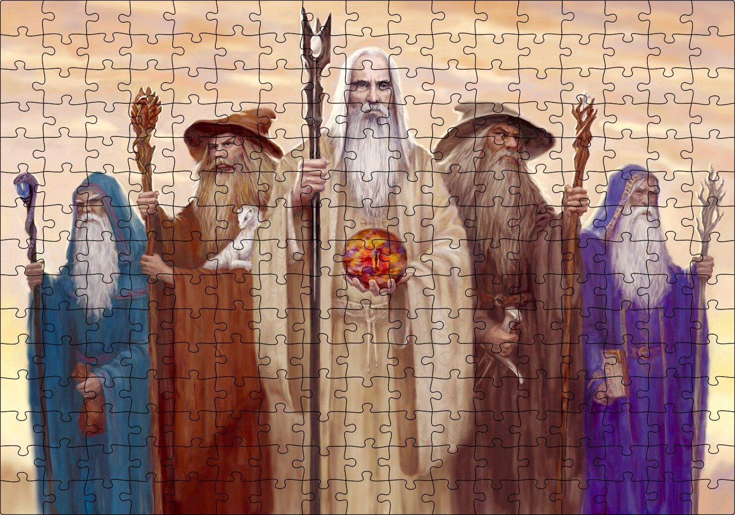 Saruman ve Kötü Büyücüler Puzzle Yapboz MDF Ahşap 255 Parça 34 cm X 49 cm