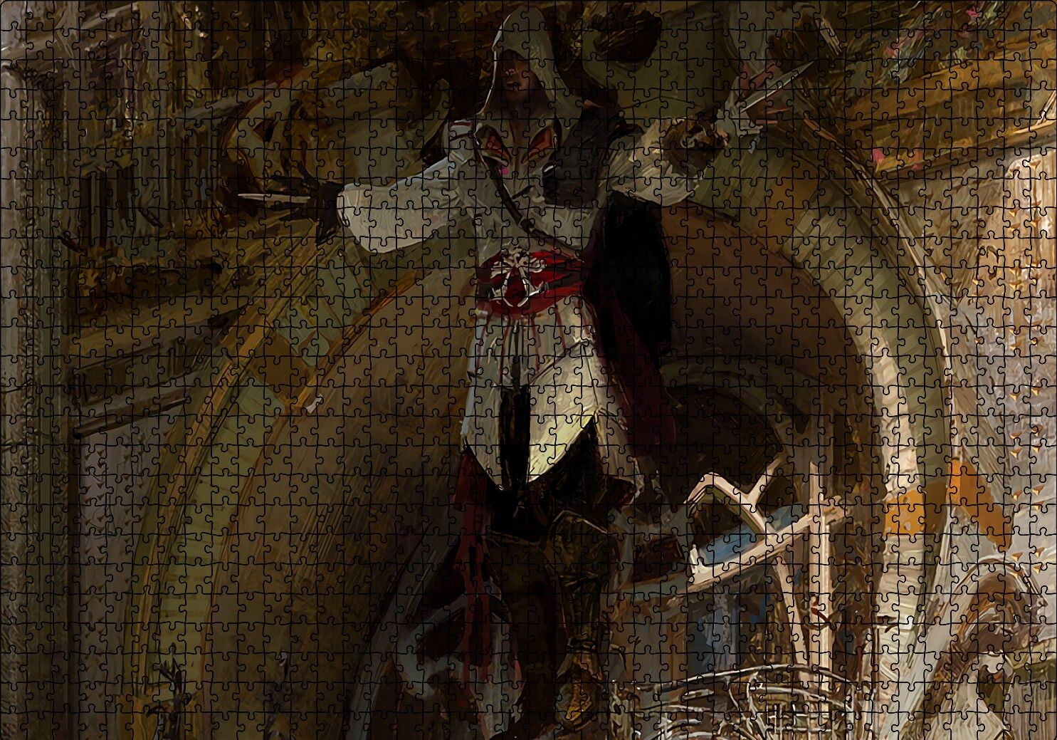Assassins Creed Bıçaklı Suikastçi Yükseliyor Puzzle Yapboz MDF Ahşap 1000 Parça 49 cm X 68 cm