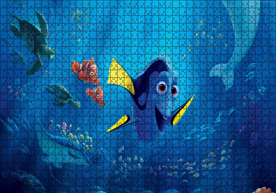 Kayıp Balık Nemo Kaplumbağa Puzzle Yapboz MDF Ahşap 1000 Parça 49 cm X 68 cm