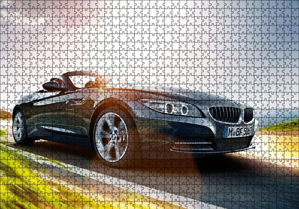 Füme BMW Z4 ve Deniz Puzzle Yapboz MDF Ahşap 1000 Parça 49 cm X 68 cm