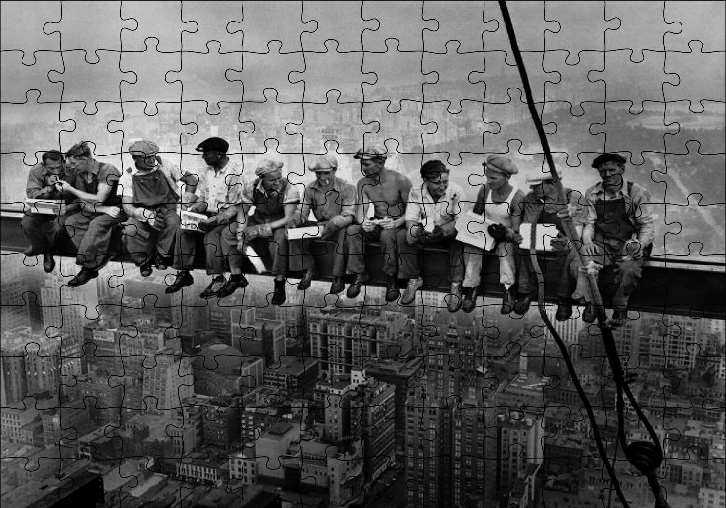 Gökdelende Öğle Yemeği Amerika Puzzle Yapboz MDF Ahşap