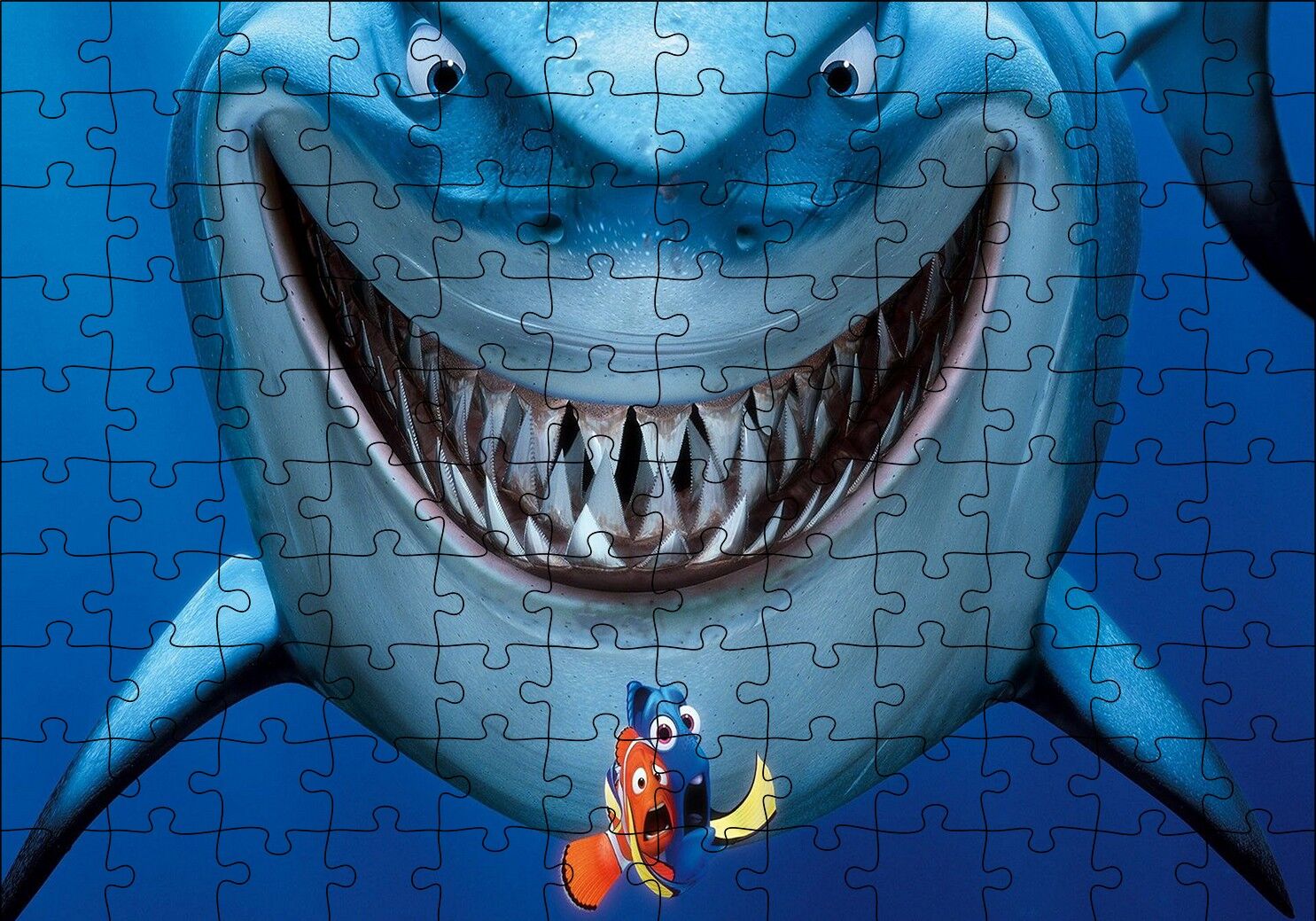 Kayıp Balık Nemo Köpek Balığı Puzzle Yapboz MDF Ahşap 120 Parça 24 cm X 34 cm