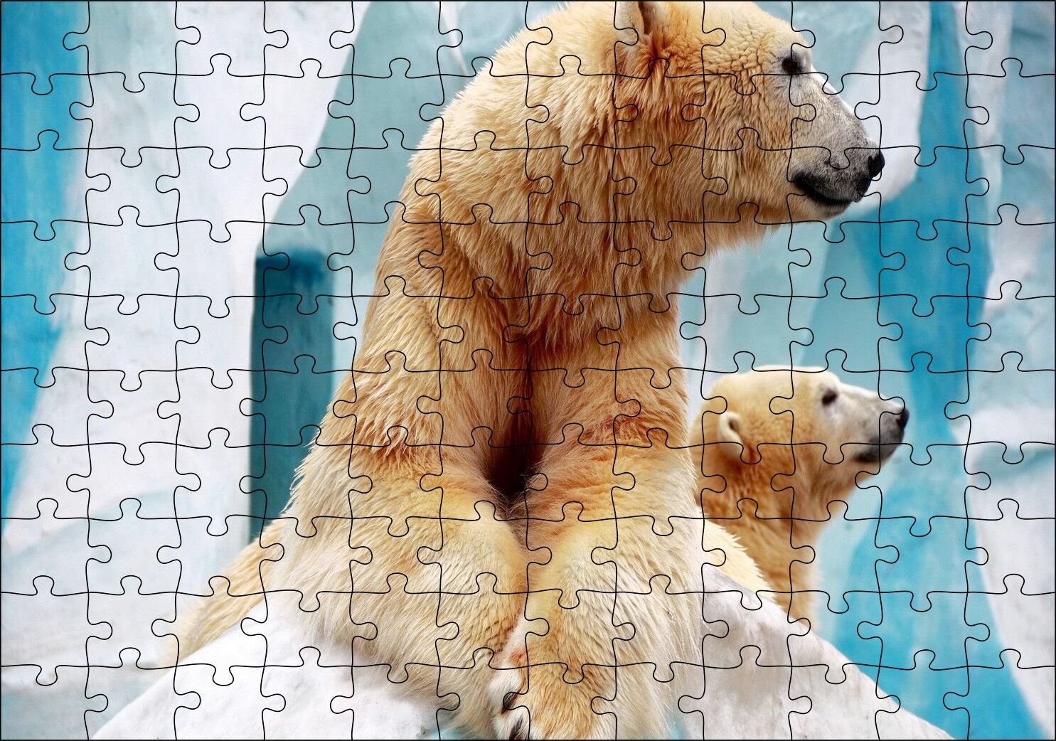 Buzdağı Önündeki Kutup Ayıları Puzzle Yapboz MDF Ahşap 120 Parça 24 cm X 34 cm
