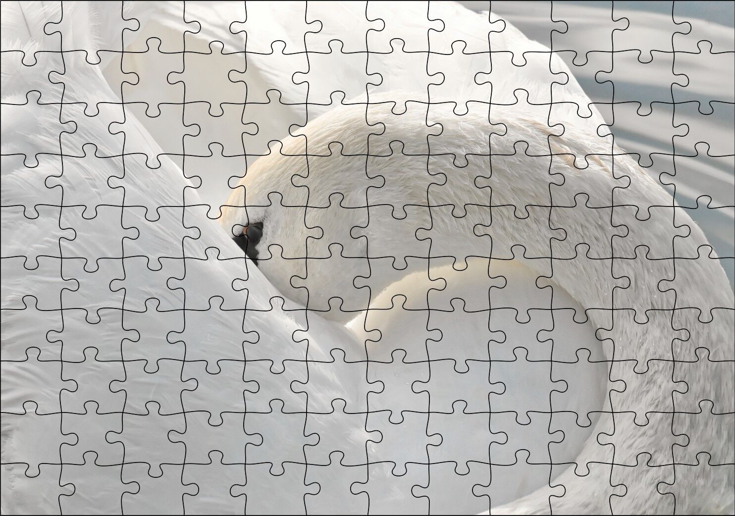 Tüylerini Temizleyen Zarif Beyaz Kuğu Puzzle Yapboz MDF Ahşap 120 Parça 24 cm X 34 cm