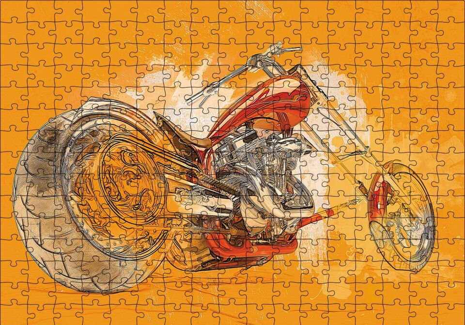 Harley Davidson Sanat Puzzle Yapboz MDF Ahşap 255 Parça 34 cm X 49 cm