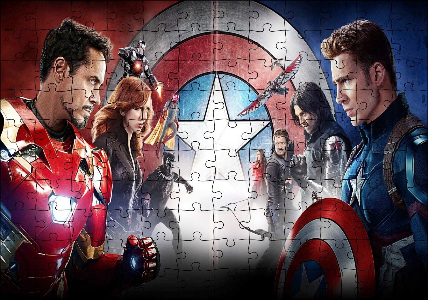 Kaptan Amerika İç Savaş Karınca Adam Kara Panter Marvel Görseli Puzzle Yapboz MDF Ahşap