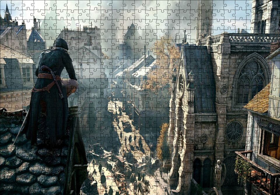 Assassins Creed Çatıdaki Suiakstçi Puzzle Yapboz MDF Ahşap 500 Parça 49 cm X 68 cm