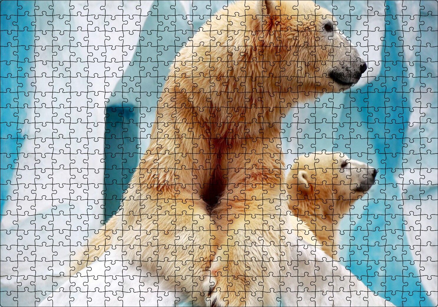 Buzdağı Önündeki Kutup Ayıları Puzzle Yapboz MDF Ahşap 500 Parça 49 cm X 68 cm
