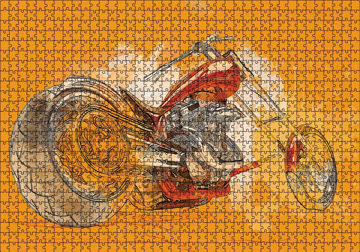 Harley Davidson Sanat Puzzle Yapboz MDF Ahşap 1000 Parça 49 cm X 68 cm