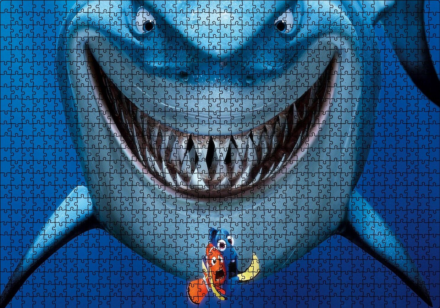 Kayıp Balık Nemo Köpek Balığı Puzzle Yapboz MDF Ahşap 1000 Parça 49 cm X 68 cm