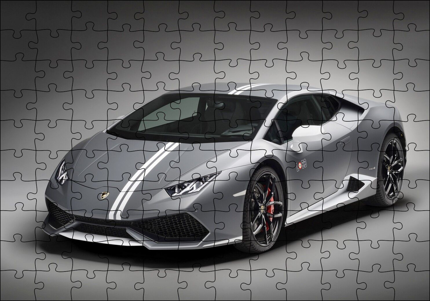 Lamborghini Huracan LP 610 Gri Puzzle Yapboz MDF Ahşap 120 Parça 24 cm X 34 cm