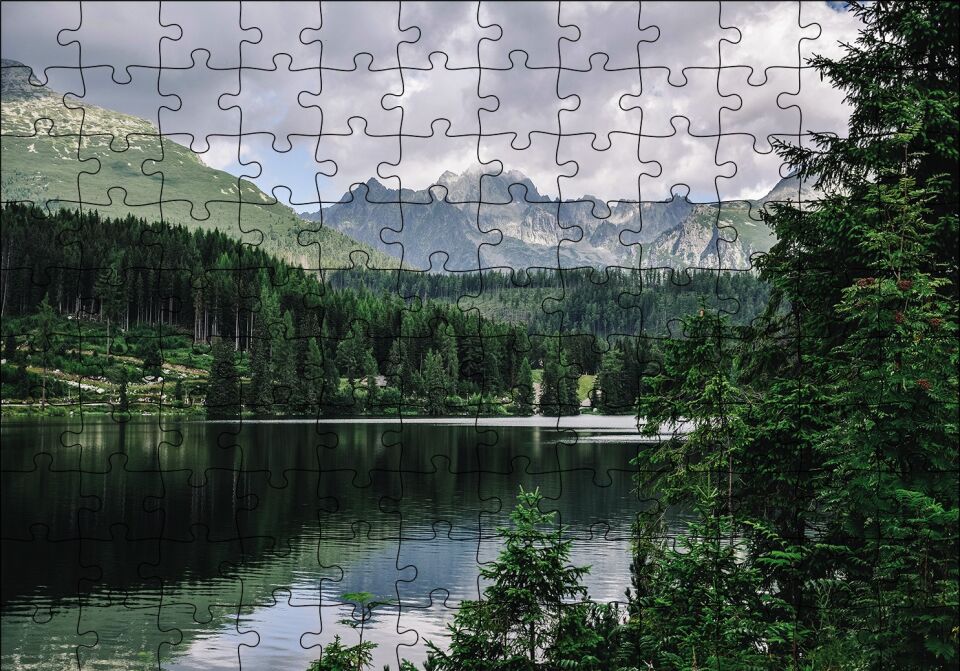 Göl Orman Dağ Puzzle Yapboz MDF Ahşap
