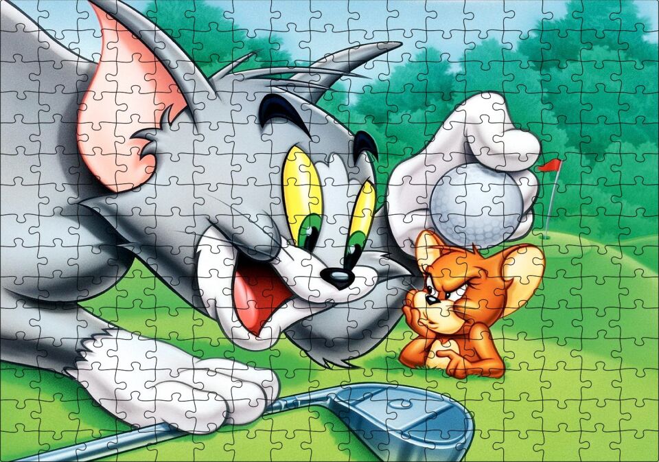 Tom Ve Jerry Golf Sahası Puzzle Yapboz MDF Ahşap 255 Parça 34 cm X 49 cm
