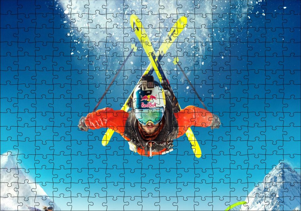 Uçan Kayakçı Spor Puzzle Yapboz MDF Ahşap 255 Parça 34 cm X 49 cm